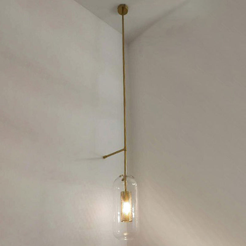 Vintage stijl messing wandlamp met helder glas