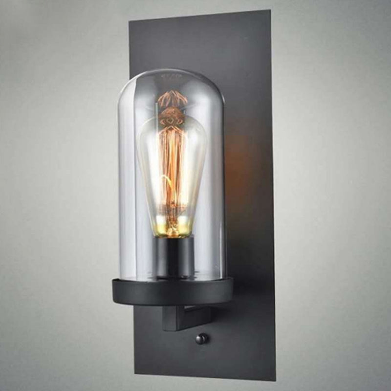 Industrial Metal Wall Mount Light 1 Head Bar Lamp with Glass Shade for Bedroom Living Room