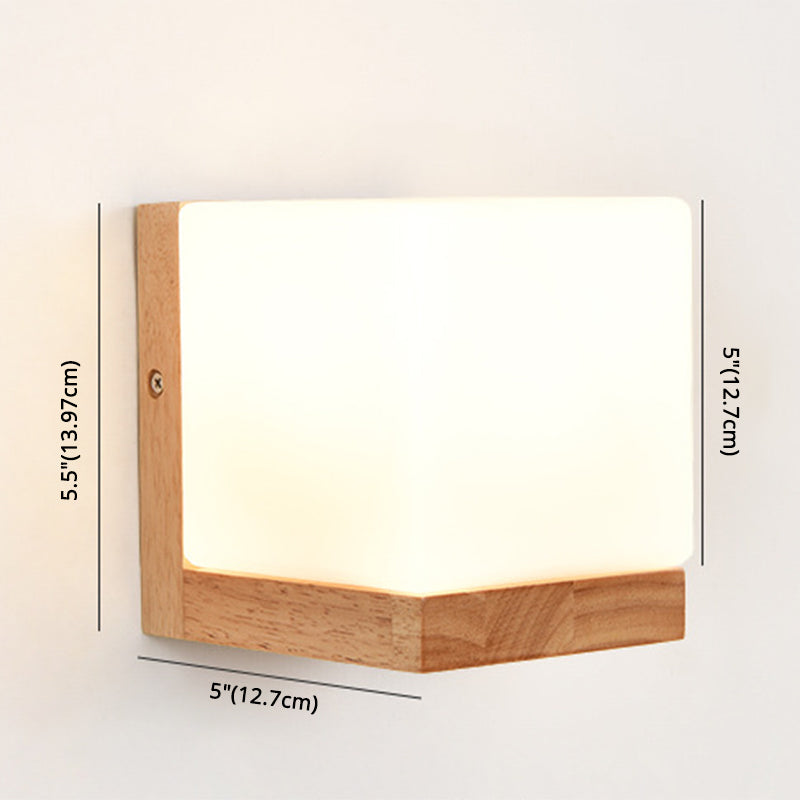 Modern Style Nordic Solid Wooden Sconce Cube Shape LED Wall Mounted Lamp for Bedroom