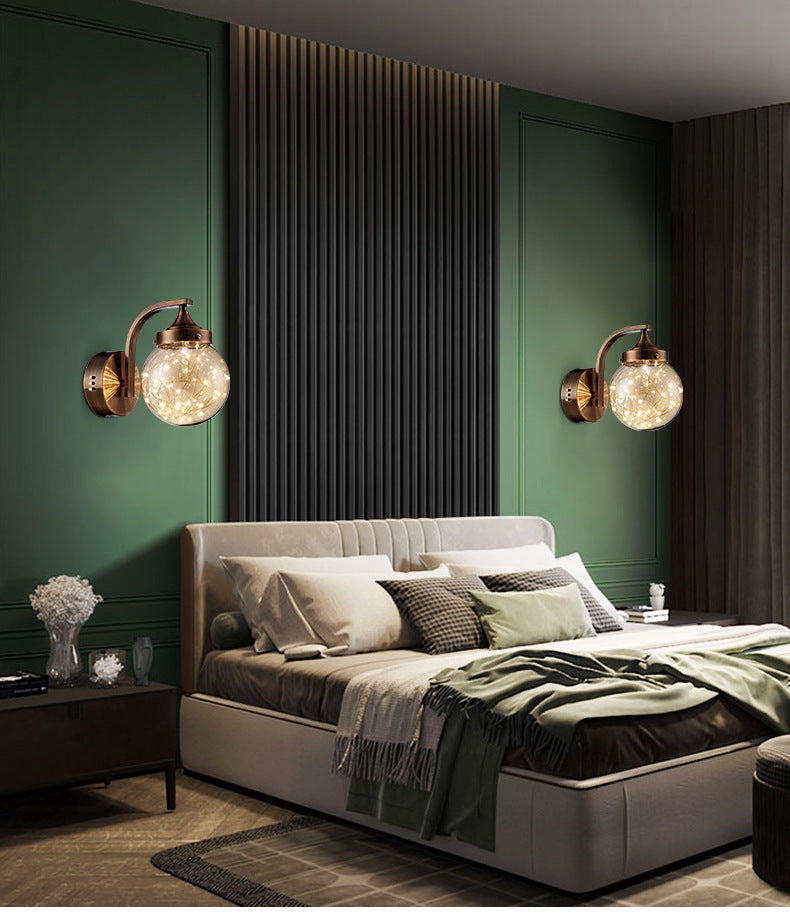 Creative Wall Sconce Spherical Shape Creative Star Lamp Warm Light for Bedroom