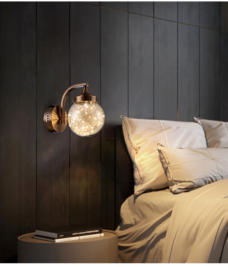 Creative Wall Sconce Spherical Shape Creative Star Lamp Warm Light for Bedroom