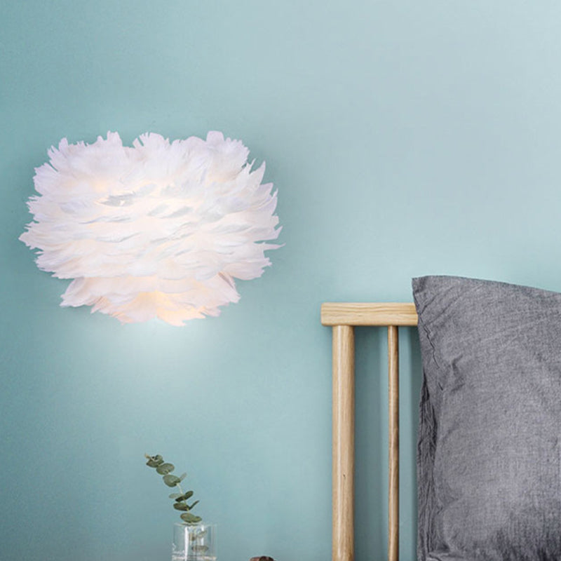 Home Decoration Wall Lamp Modern Ambient Lighting White Feather Sconce for Living Room Bedroom