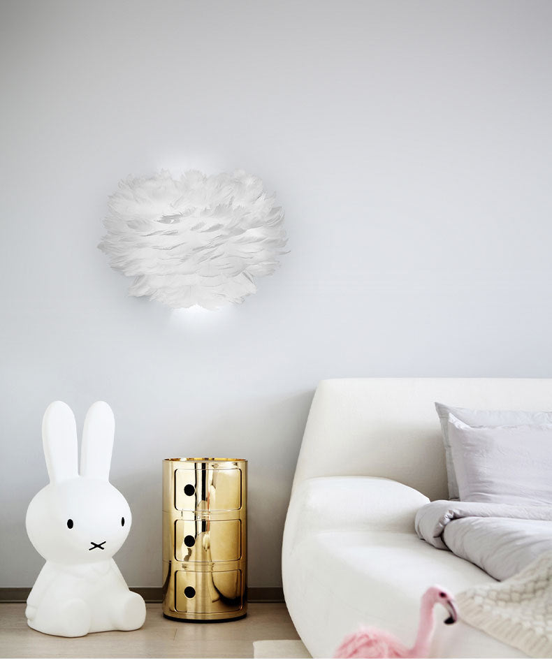 Home Decoration Wall Lamp Modern Ambient Lighting White Feather Sconce for Living Room Bedroom