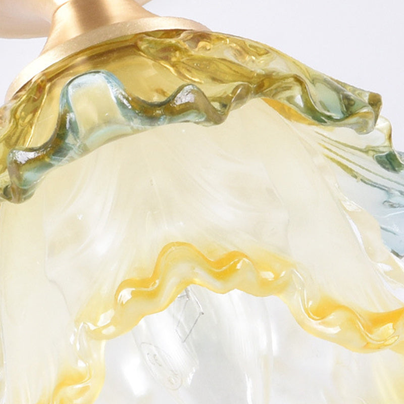 Lámpara de techo floral de cristal transparente modernista 1 lámpara de balcón de luz lámpara de luz en acabado de latón