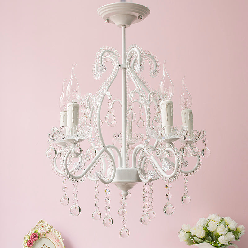 Éclairage d'éclairage de lustre blanc aux bougies avec décoration en cristal moderne 5 têtes lampe de lustre pour foyer