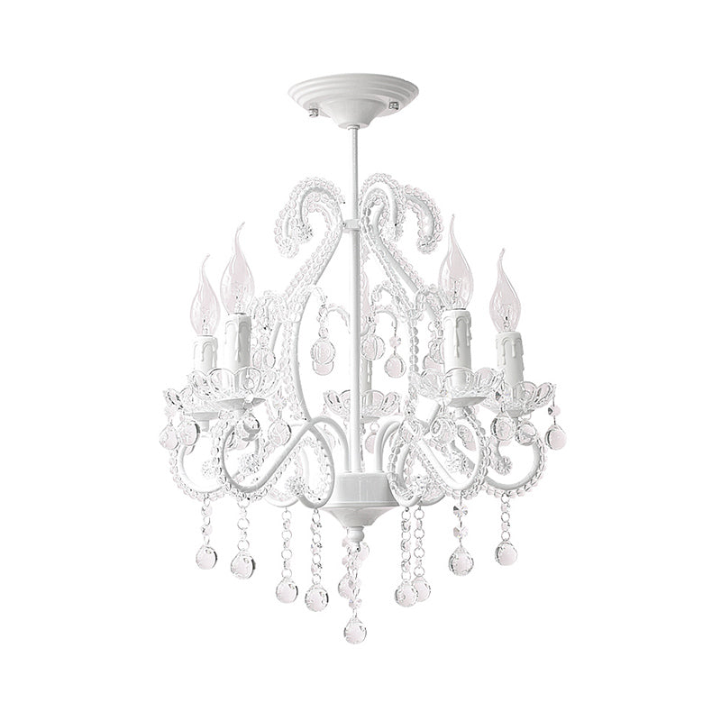 Éclairage d'éclairage de lustre blanc aux bougies avec décoration en cristal moderne 5 têtes lampe de lustre pour foyer