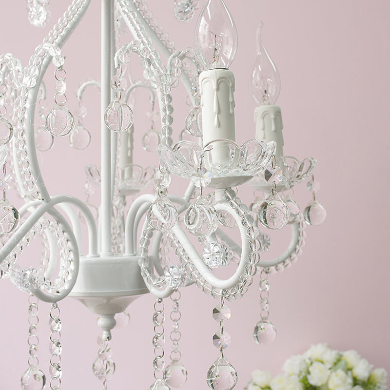 Éclairage d'éclairage de lustre blanc aux bougies avec décoration en cristal moderne 5 têtes lampe de lustre pour foyer