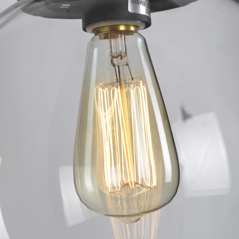 Industrial Global Sconce Light Glass and Metal 1 Bulb Wall Light Fixture in Matte Black Finish