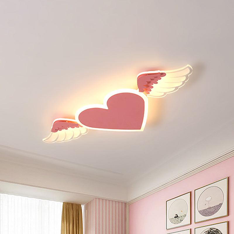 Plafonnier LED en forme de cœur blanc/rose pour enfants, plafonnier en métal pour enfants, lumière chaude/blanche