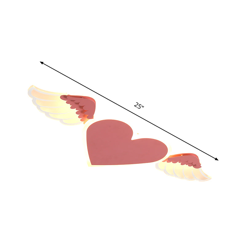 Plafonnier LED en forme de cœur blanc/rose pour enfants, plafonnier en métal pour enfants, lumière chaude/blanche