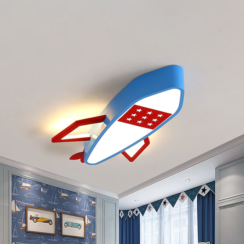 Blue Rocket Flush Mount Ceiling Fixture Contemporary Acrylic LED Ceiling Lighting in Warm/White Light for Kids