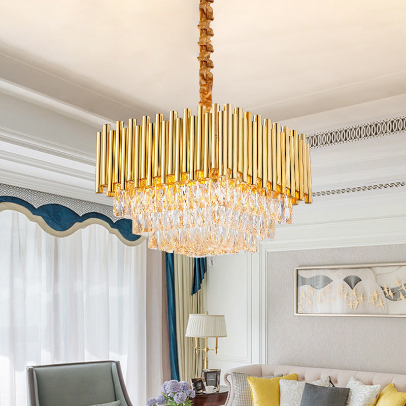 Luz de techo colgante de Golden Square con lámpara de lámpara de lámpara de luces de luces de cristal, 16 "/19.5" /23.5 "