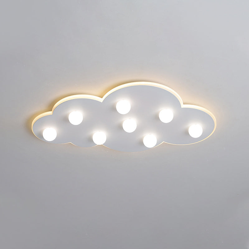 Blue/Pink/White Cloud Flush Ceiling Light Macaron Metal 8-Led Ceiling Mounted Light for Kids Bedroom