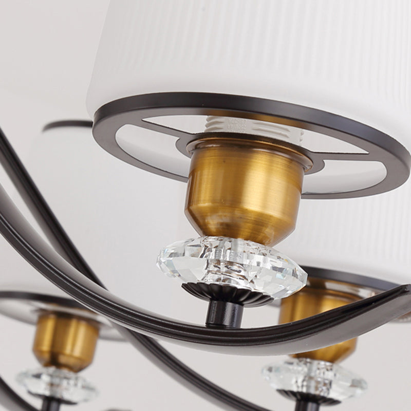 Milk White Frosted Glass Chandelier Light Crystal Decoration Modern Hanging Light Living Room Lighting Fixtures