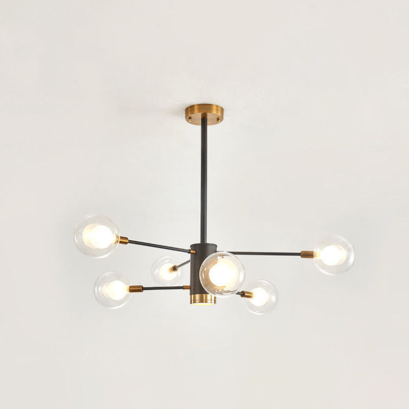 Globe Suspension Hanging Pendant Light Modern Style Corridor Clear Glass Chandelier in Frosted Spray Paint Finish