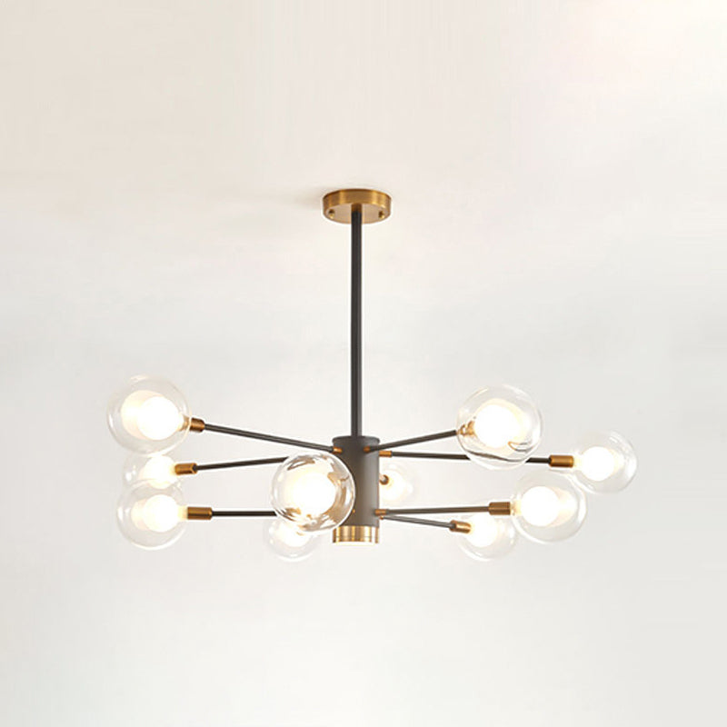 Globe Suspension Hanging Pendant Light Modern Style Corridor Clear Glass Chandelier in Frosted Spray Paint Finish