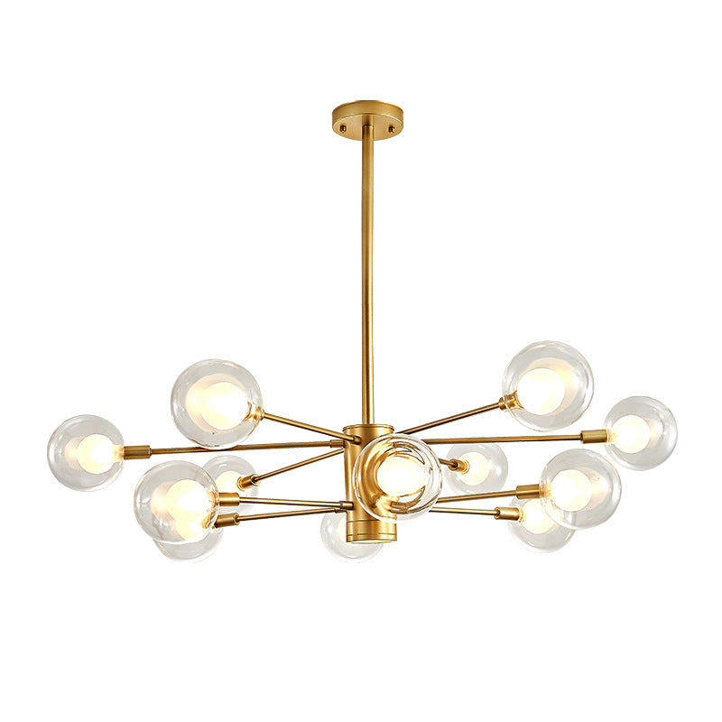 Globe Suspension Hanging Pendant Light Modern Style Corridor Clear Glass Chandelier in Frosted Spray Paint Finish