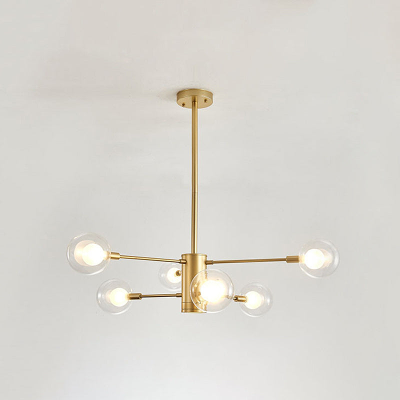 Globe Suspension Hanging Pendant Light Modern Style Corridor Clear Glass Chandelier in Frosted Spray Paint Finish