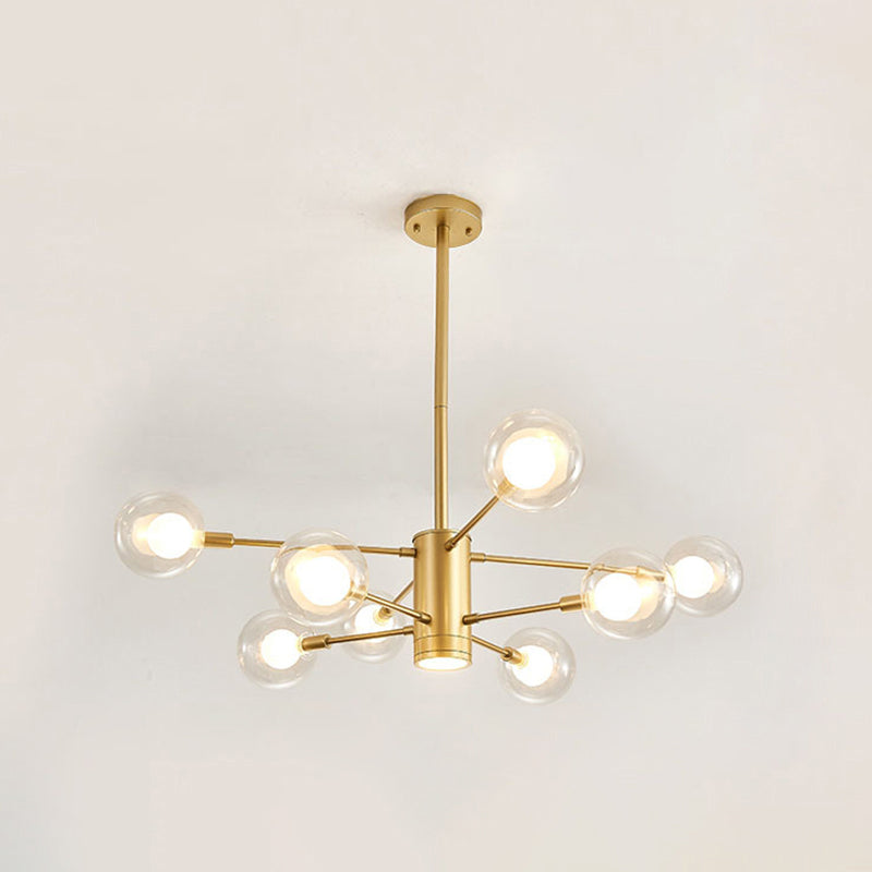 Globe Suspension Hanging Pendant Light Modern Style Corridor Clear Glass Chandelier in Frosted Spray Paint Finish