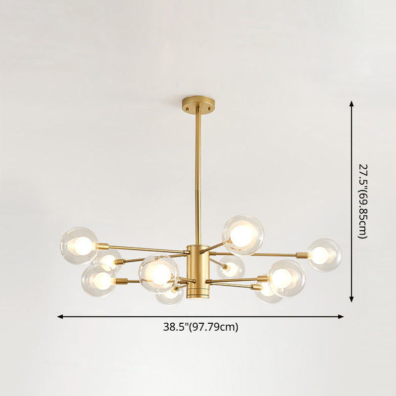 Globe Suspension Hanging Pendant Light Modern Style Corridor Clear Glass Chandelier in Frosted Spray Paint Finish