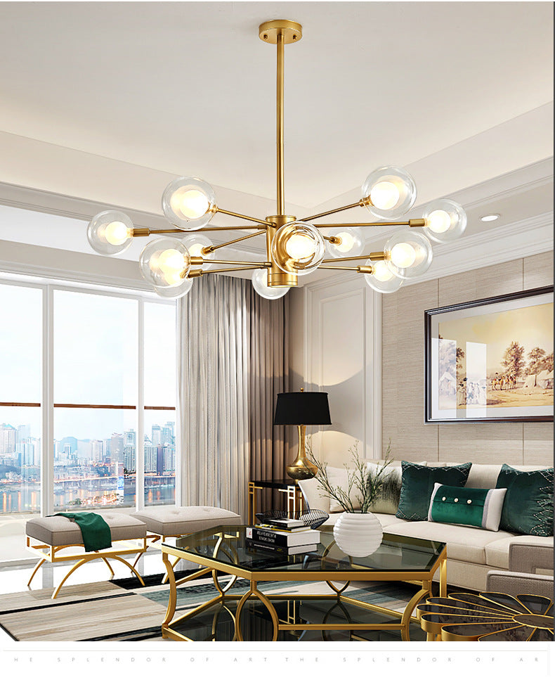 Globe Suspension Hanging Pendant Light Modern Style Corridor Clear Glass Chandelier in Frosted Spray Paint Finish