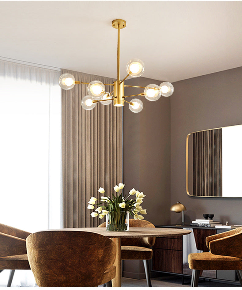 Globe Suspension Hanging Pendant Light Modern Style Corridor Clear Glass Chandelier in Frosted Spray Paint Finish