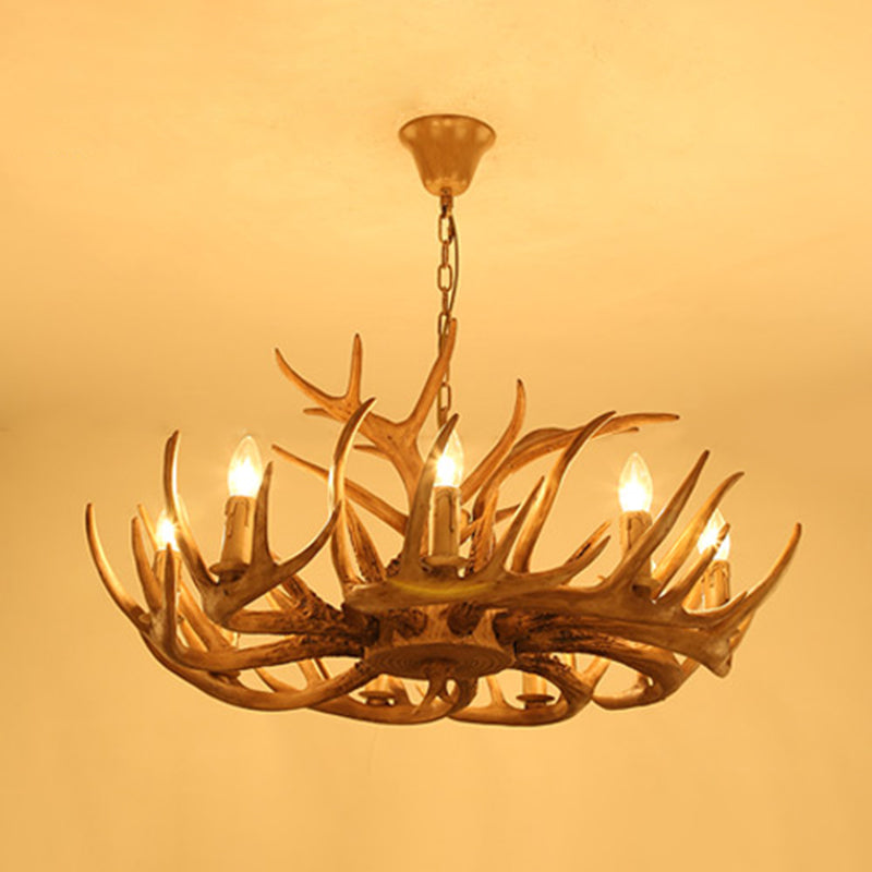 Country Country Chandelier Resin Deer Horn Horn Gandle Fançing Decorative Lighting Forwing for Living Room Villa Restaurant