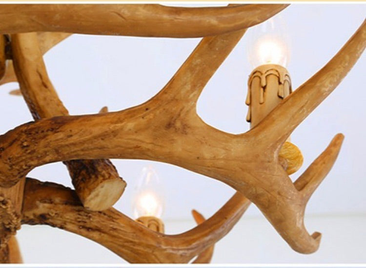 Country Country Chandelier Resin Deer Horn Horn Gandle Fançing Decorative Lighting Forwing for Living Room Villa Restaurant