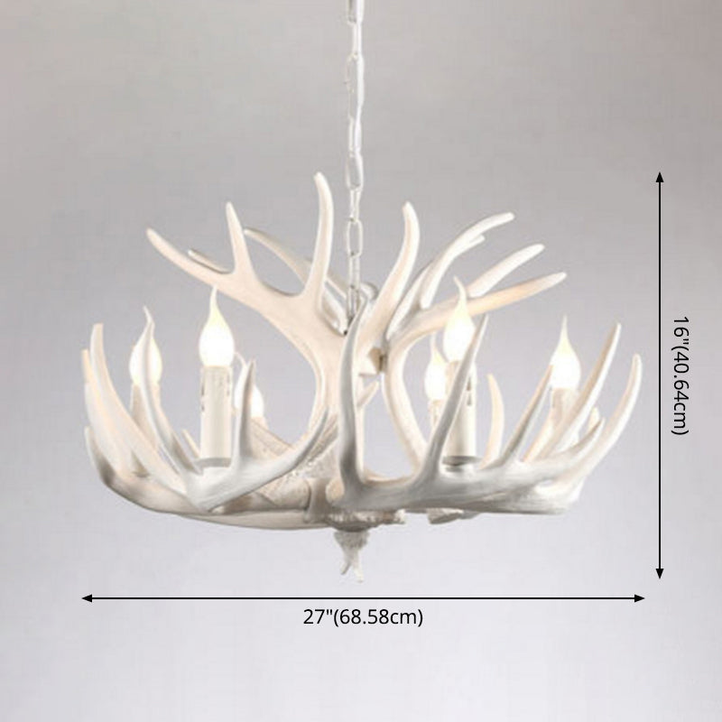 Résine rétro de rétro à corne lustre de style rustique de style rustique Lampe à lampe à lampe à la lampe en blanc