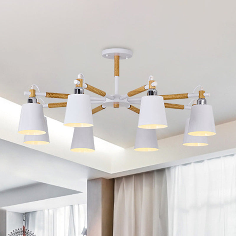 Esszimmer Anhängerlampe moderner Holzminimalismus hängende Licht mit Abwärts -Metall -Cloke -Schatten