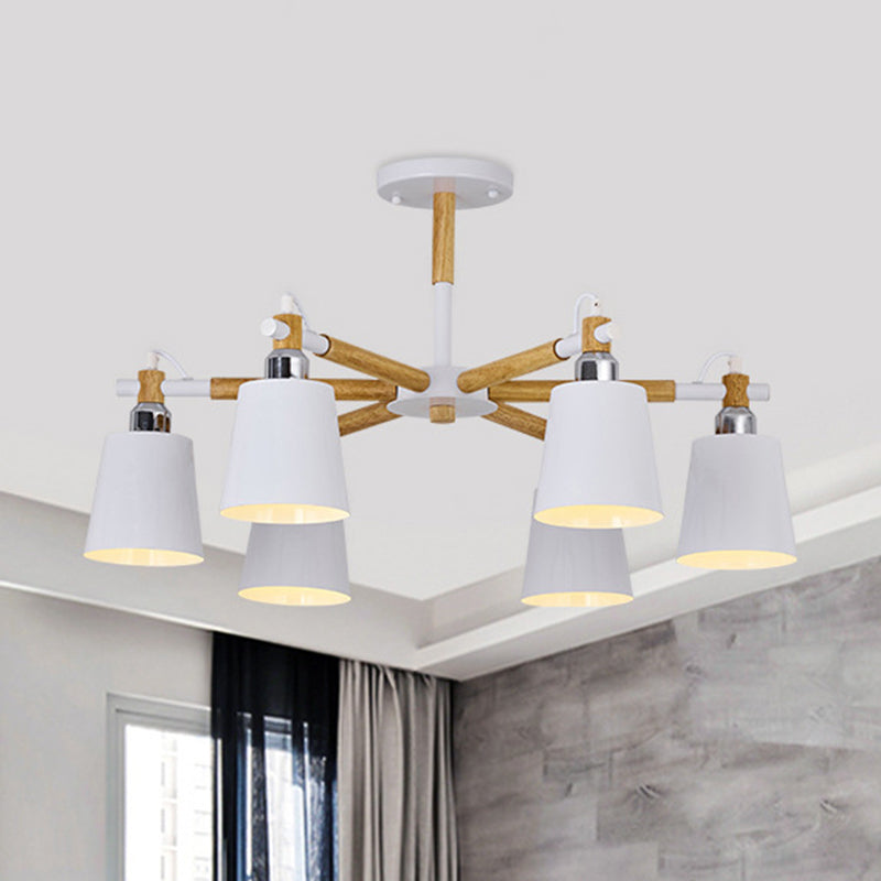 Esszimmer Anhängerlampe moderner Holzminimalismus hängende Licht mit Abwärts -Metall -Cloke -Schatten