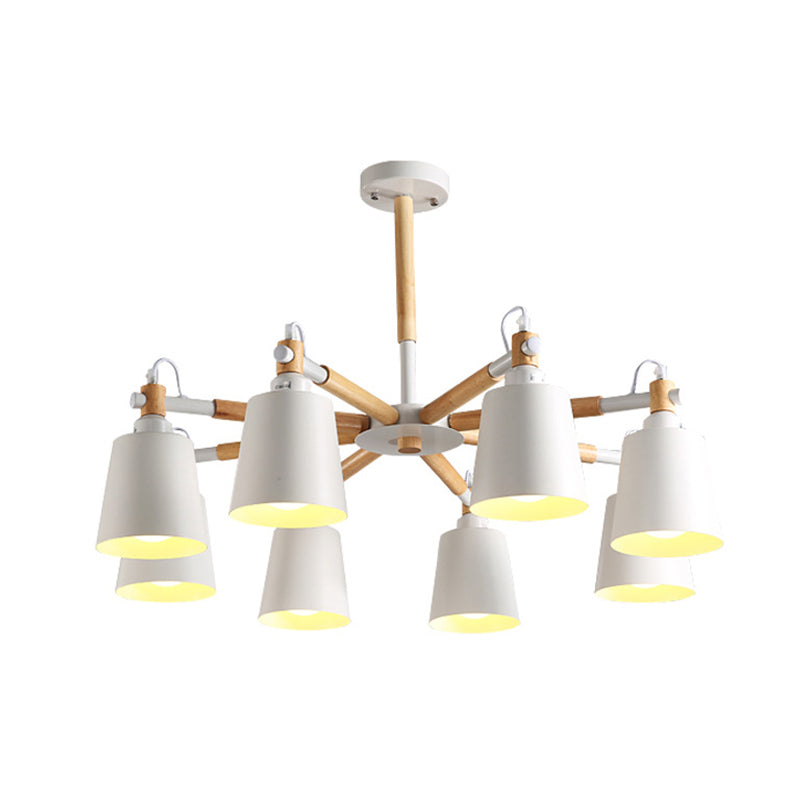 Esszimmer Anhängerlampe moderner Holzminimalismus hängende Licht mit Abwärts -Metall -Cloke -Schatten