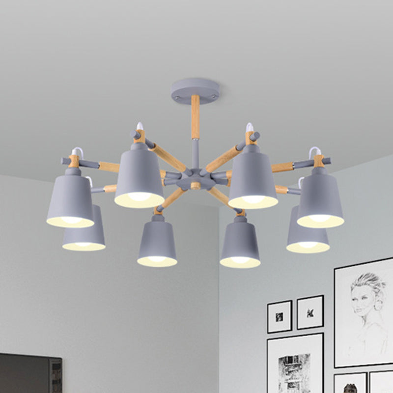 Esszimmer Anhängerlampe moderner Holzminimalismus hängende Licht mit Abwärts -Metall -Cloke -Schatten