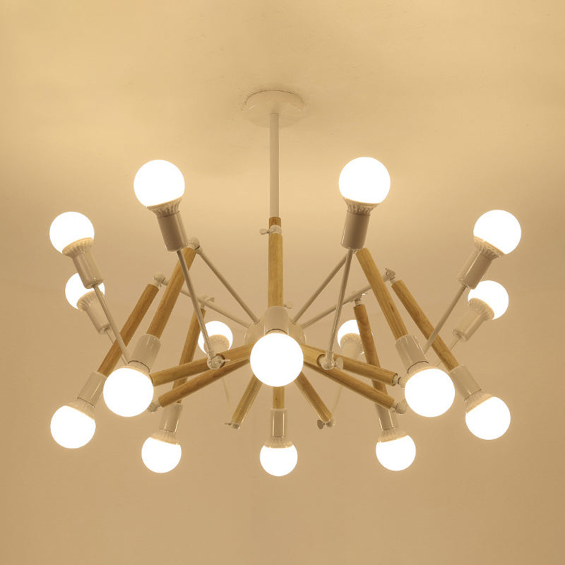 Lampadario a forma di ragno in legno massiccio Lampada moderna semplicità per sala da pranzo regolabile lampada per illuminazione appesa