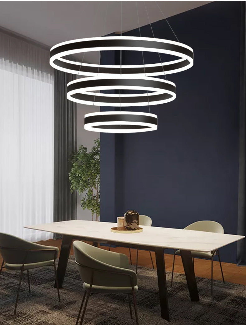 23.6"+31.5"+39.3" Diameter 3-Tiered LED Chandelier Aluminum Ring-shaped Pendant Lighting Fixtures for Office Meeting Room