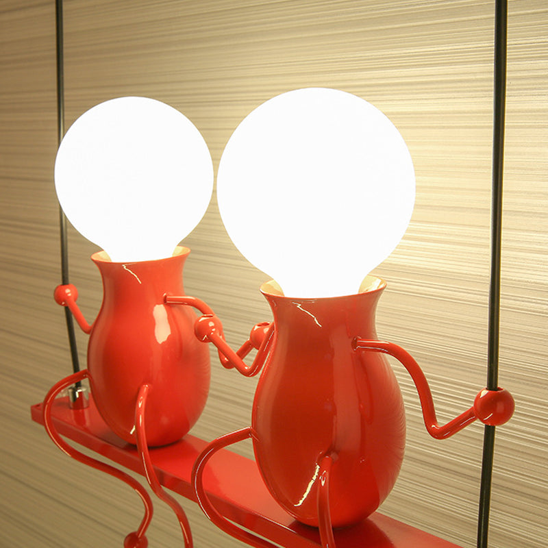 Zwart/wit/rode kleine mensen SCONCE LICHT METAL Kids 2 Lichten Wandverlichtingsarmatuur voor woonkamer