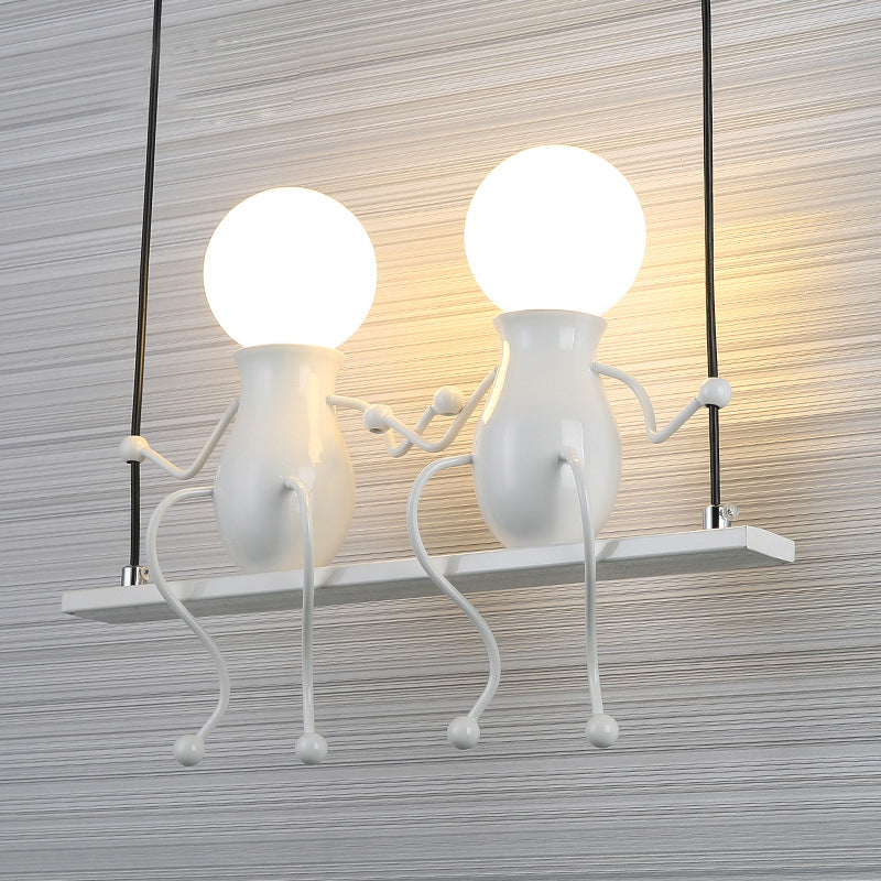 Zwart/wit/rode kleine mensen SCONCE LICHT METAL Kids 2 Lichten Wandverlichtingsarmatuur voor woonkamer