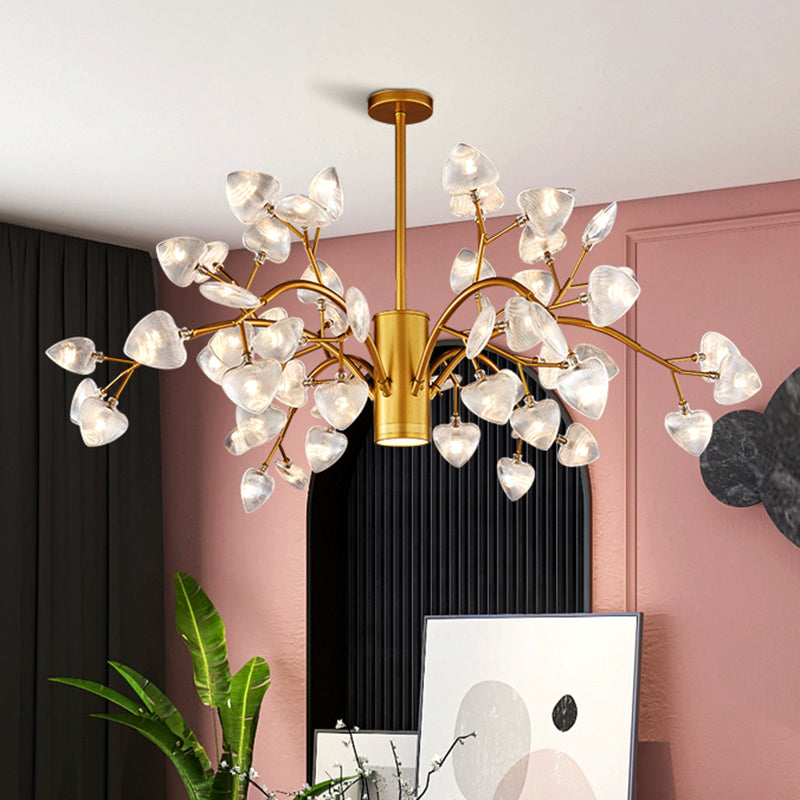 Firefly Design Chandelier Light Clear Acrylic Leaf-shaped Shade Modern Style Lighting Fixture Lamp for Bedroom Aisle Corridor