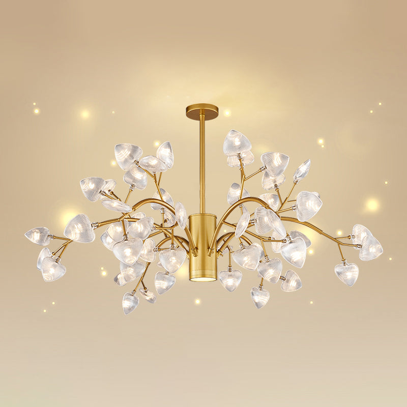 Firefly Design Chandelier Light Clear Acrylic Leaf-shaped Shade Modern Style Lighting Fixture Lamp for Bedroom Aisle Corridor