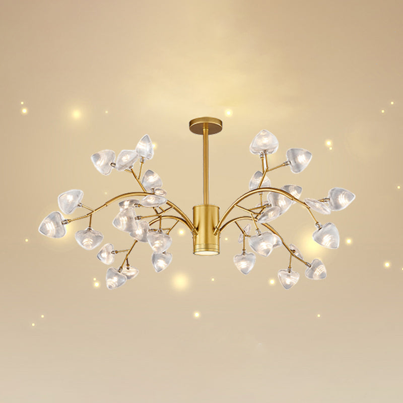 Firefly Design Chandelier Light Clear Acrylic Leaf-shaped Shade Modern Style Lighting Fixture Lamp for Bedroom Aisle Corridor