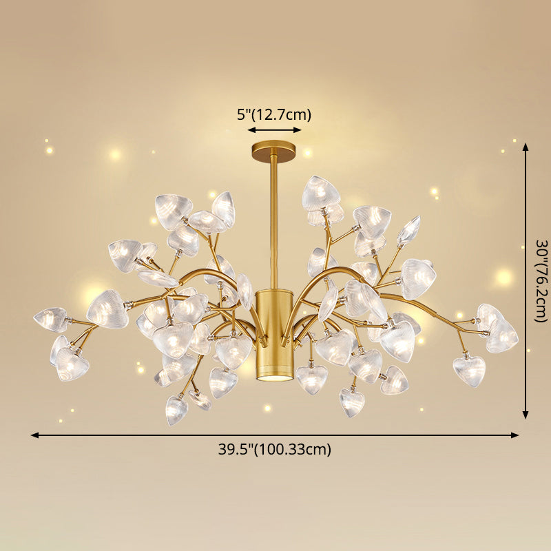 Firefly Design Chandelier Light Clear Acrylic Leaf-shaped Shade Modern Style Lighting Fixture Lamp for Bedroom Aisle Corridor