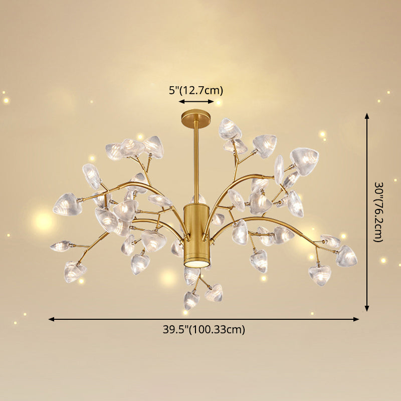 Firefly Design Chandelier Light Clear Acrylic Leaf-shaped Shade Modern Style Lighting Fixture Lamp for Bedroom Aisle Corridor
