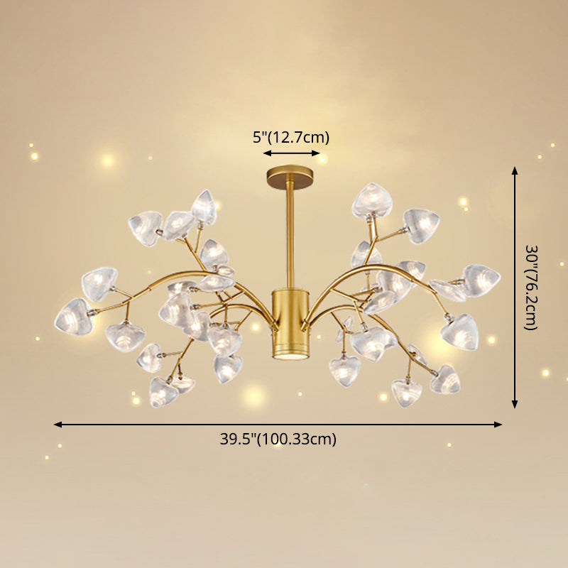 Firefly Design Chandelier Light Clear Acrylic Leaf-shaped Shade Modern Style Lighting Fixture Lamp for Bedroom Aisle Corridor