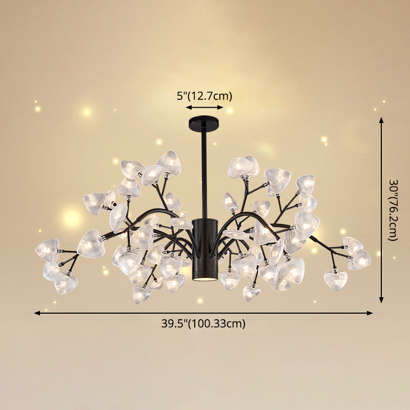 Firefly Design Chandelier Light Clear Acrylic Leaf-shaped Shade Modern Style Lighting Fixture Lamp for Bedroom Aisle Corridor