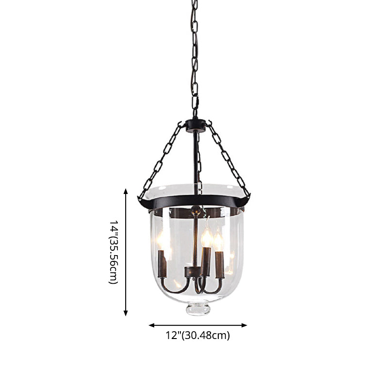 Transparent Glass 3-Light Pendant Lamp with 31.5" Adjustable Chain Industrial Hanging Light Fixture for Dining Room