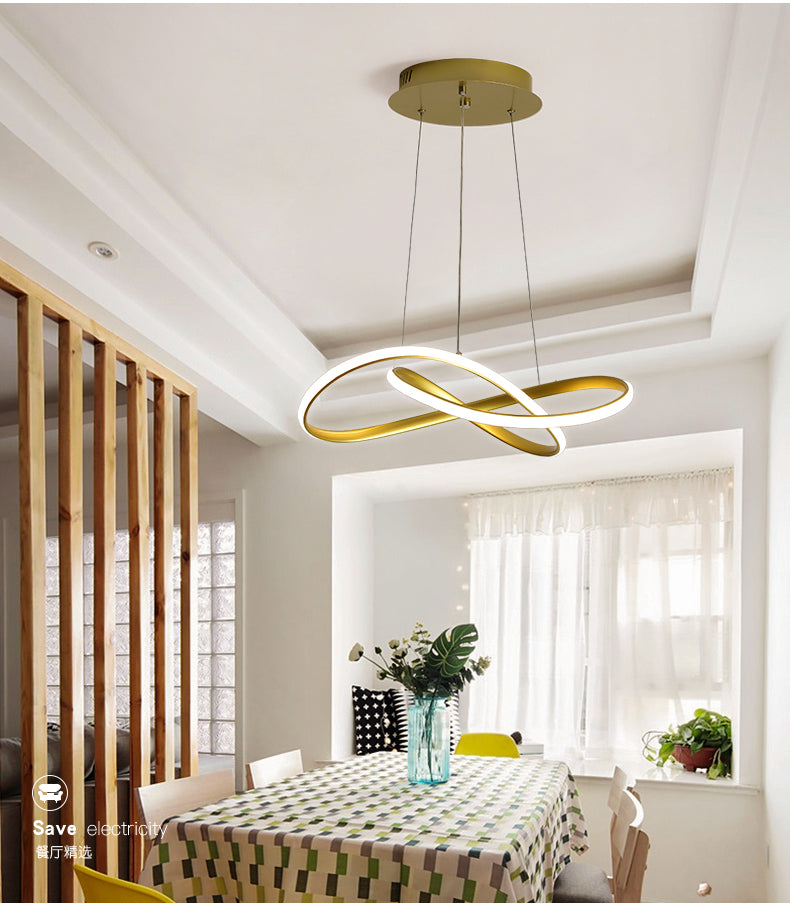 Lampone a LED in stile minimalista moderno lampadario bianco ombra acrilica in alluminio curvo irregolare luce sospesa per sala da pranzo
