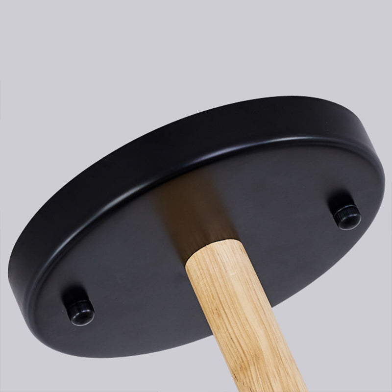 Multi-colored Optional Solid Wood Chandelier Simplicity Modern Living Room Lighting Fixture Lamp with Downward Metal Shade