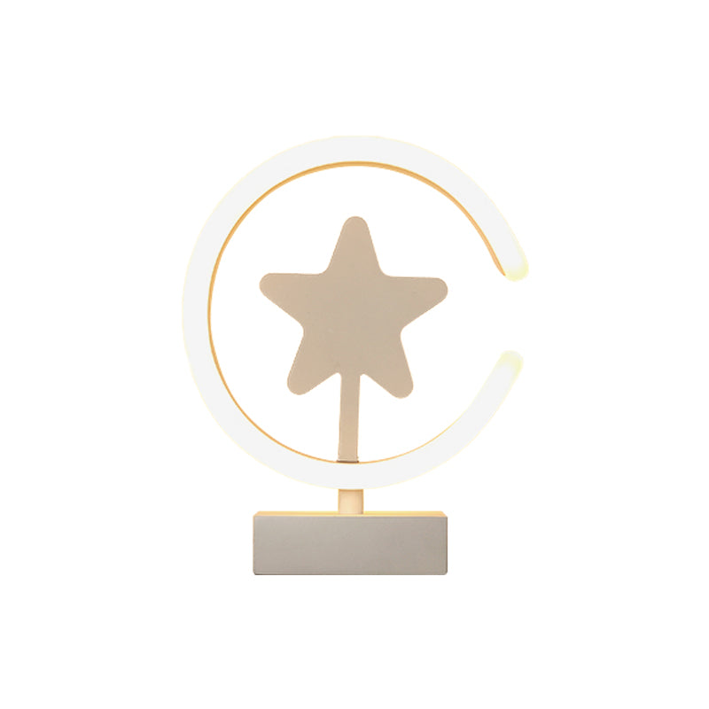 Wit/gouden cirkel spoelmontageswandwandeling met sterrenpatroon cartoon acryl LED -wandverlichting, warm/wit licht