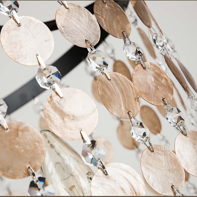 Estilo vintage El lámpara de araña redonda y la cáscara de la lámpara 4 luces Luz de suspensión en negro para el dormitorio