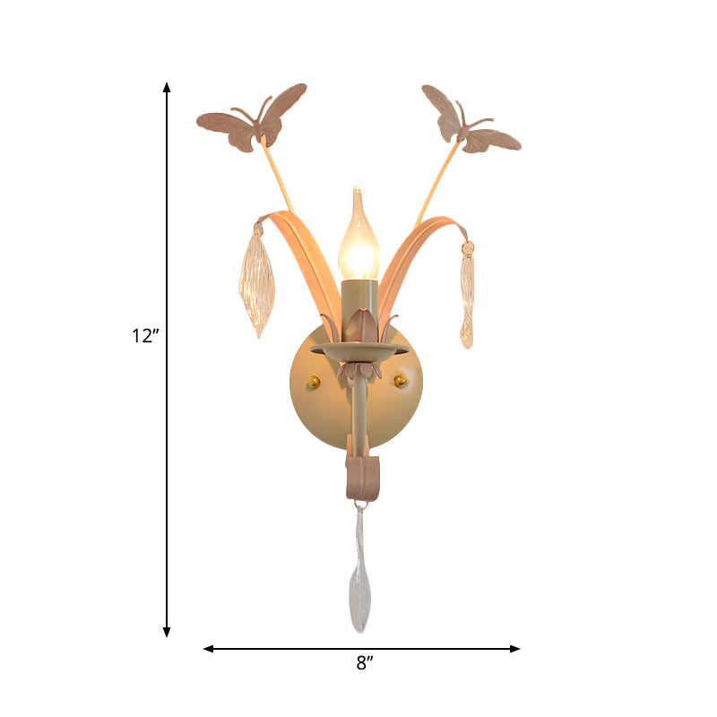 1 Bulb Conical Wall Lamp Modernist Metal and Crystal Sconce Lighting with/without Shade in White Finish